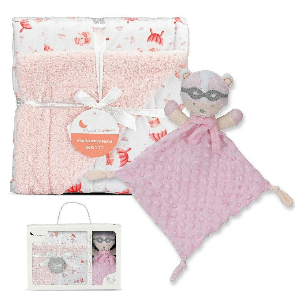 Manta de bebé estilo borrego rosa