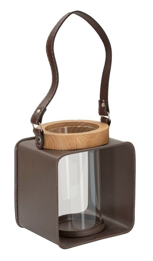 Glass and metal lantern