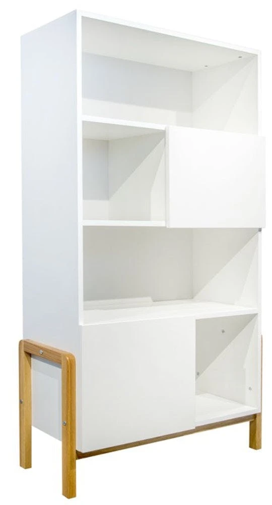 Estantería Victor en tablero laminado blanco con patas de roble