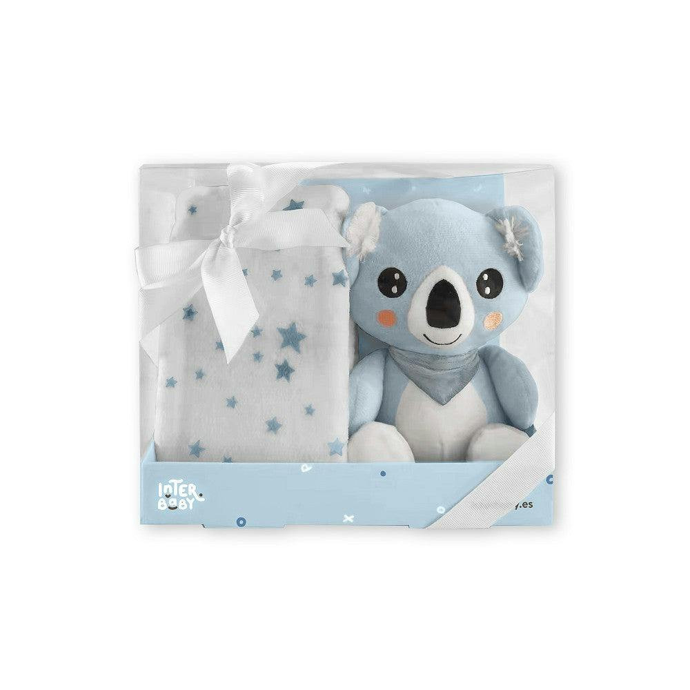 Manta para bebé con peluche koala azul