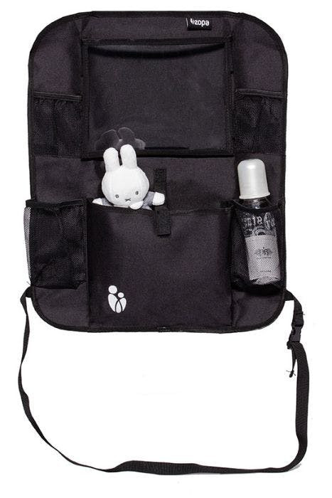 Organizador de asiento con bolsillo para tablet y portabotellas - Zopa Black