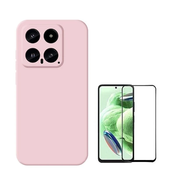 Protector de Vidrio 5D Full Cover y Funda de Silicona Líquida para Xiaomi 14