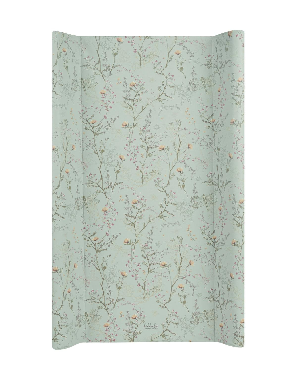 Rigid waterproof changing mat Secret Garden green for cribs up to 70 cm