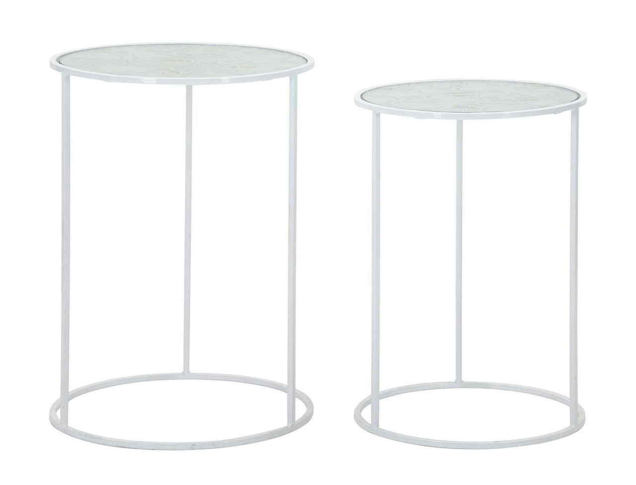 Conjunto de mesas auxiliares Harts metal con tampo de vidrio blanco