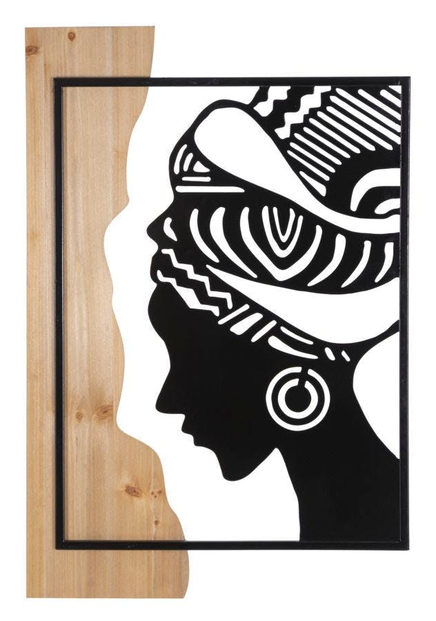 Panel de pared tribal en metal y madera