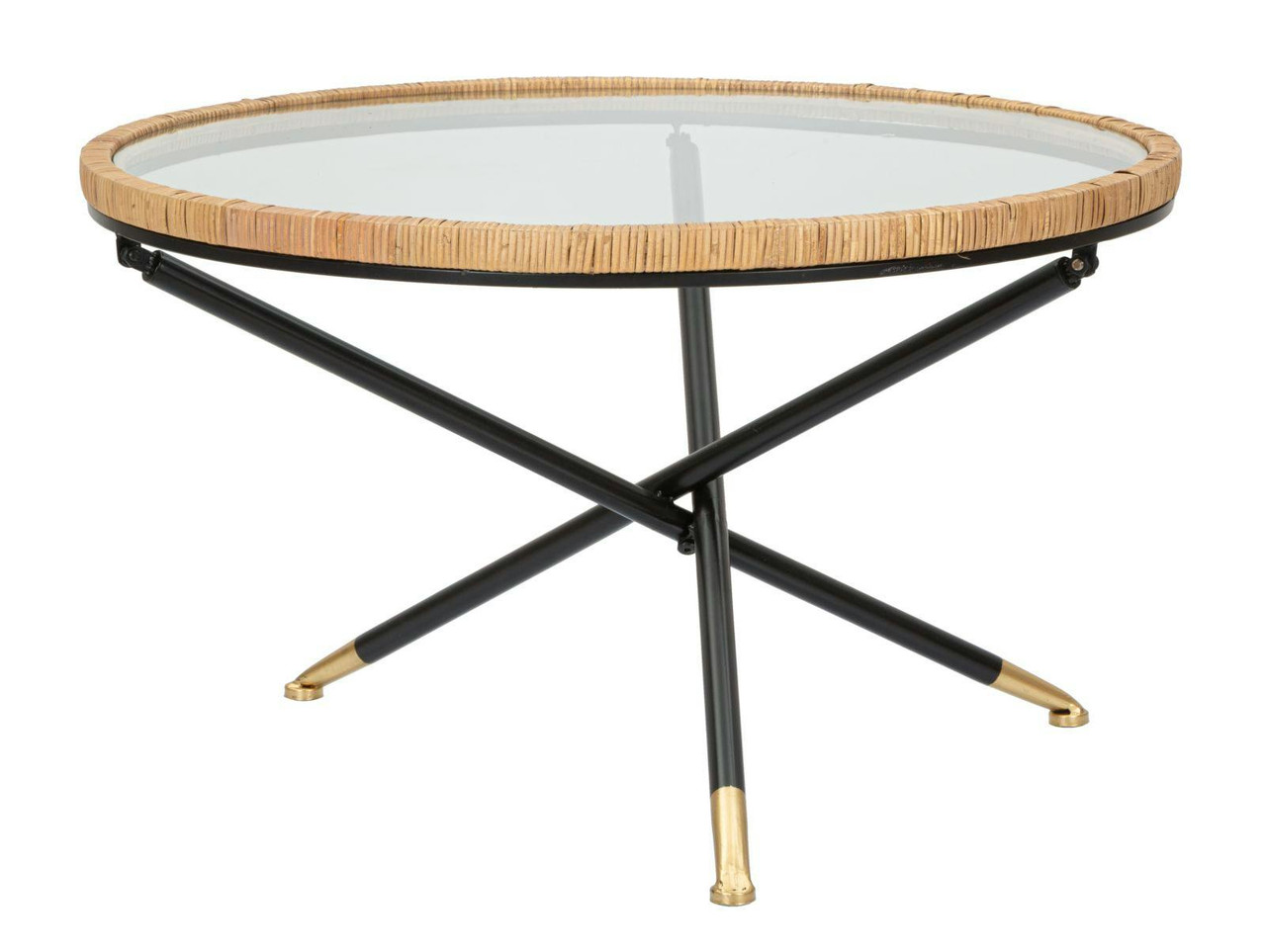 Mesa auxiliar redonda Saint Barth metal y vidrio