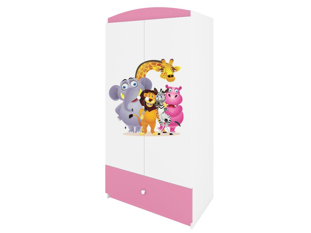 Armario BabyDreams Zoo Pink en MDF lacado y tablero laminado