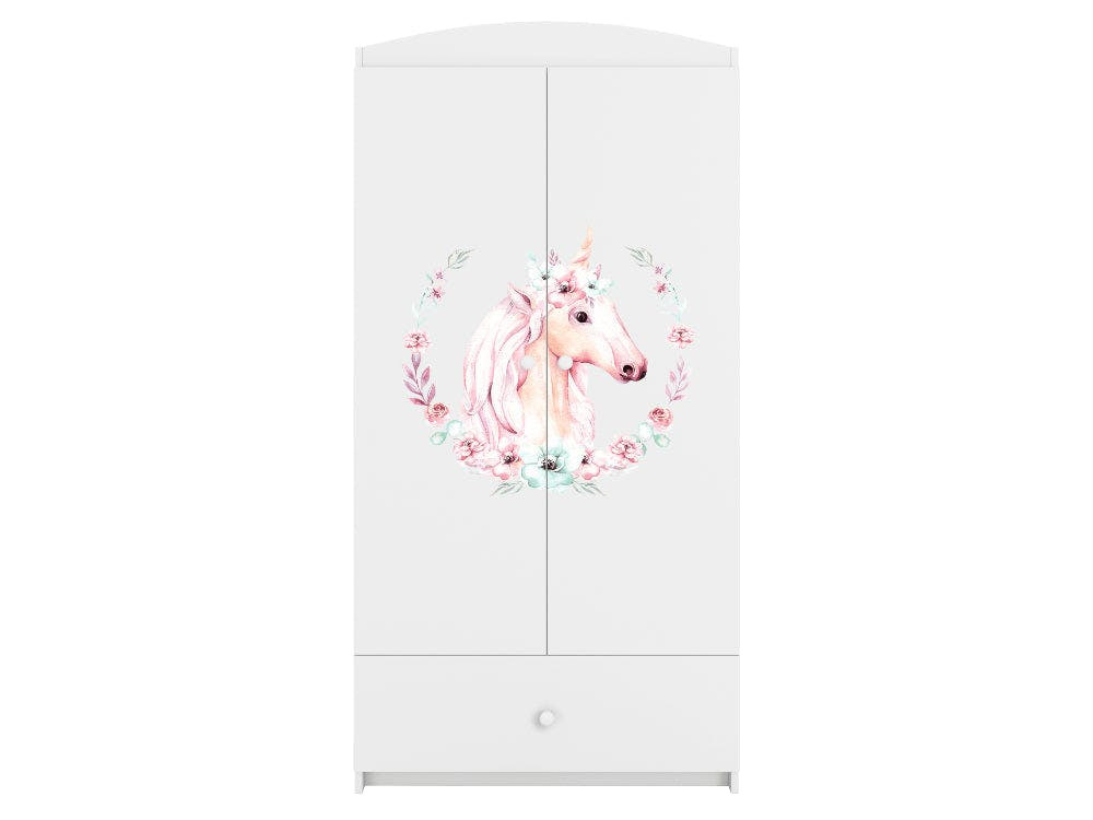BabyDreams Horse wardrobe in lacquered MDF white