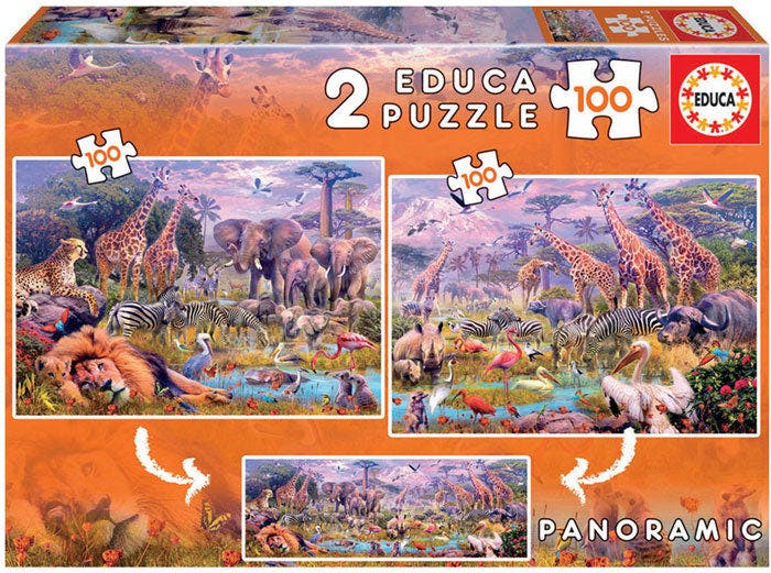 Puzzle Junior 2x100 Animais Selvagens