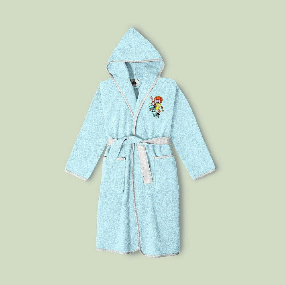 Albornoz de algodón terry para bebé en caja, azul