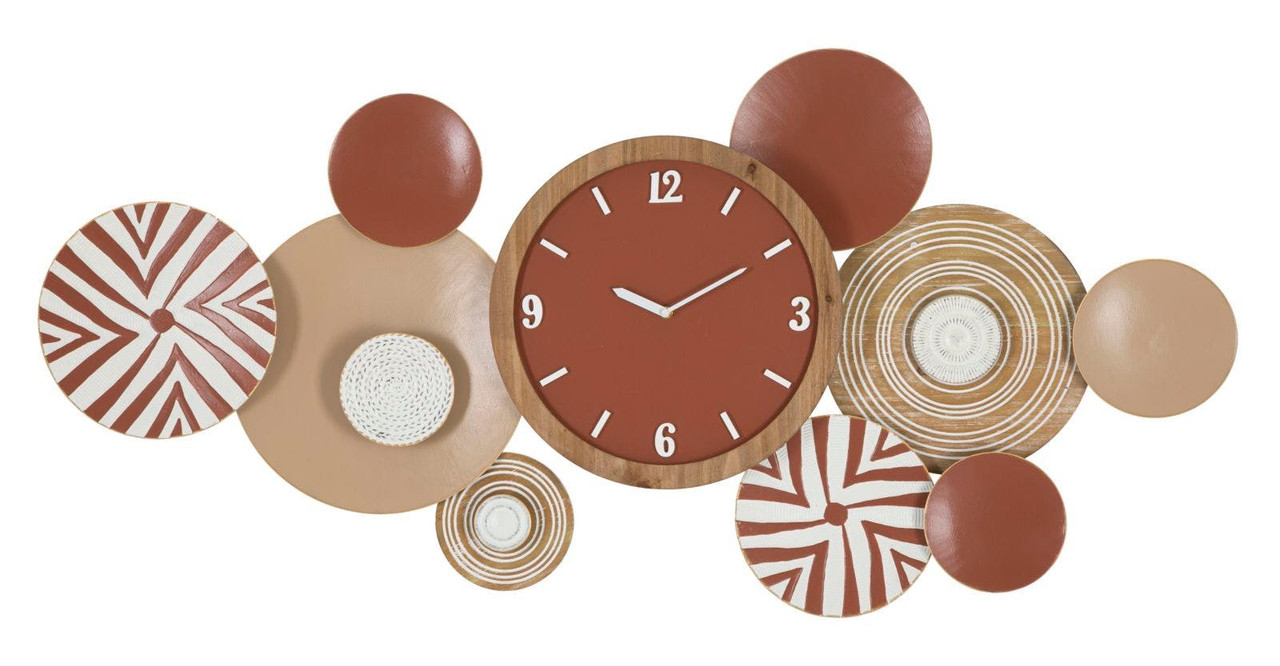 Reloj de pared étnico redondo con motivos geométricos