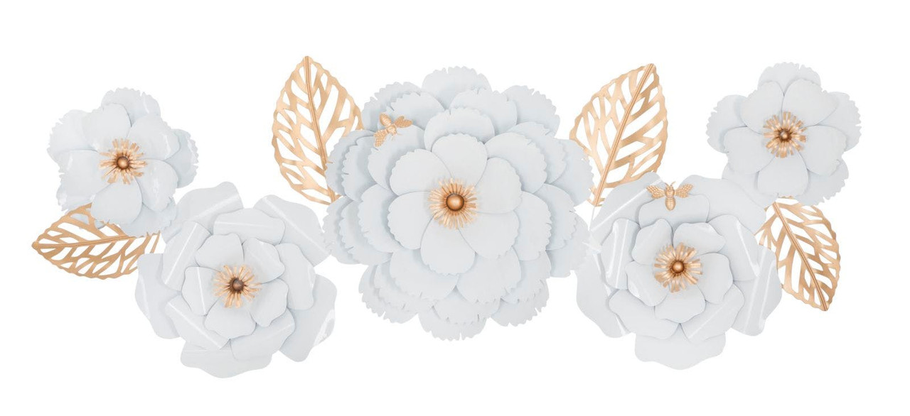 3D metal decorative wall panel with leaf and flower motifs