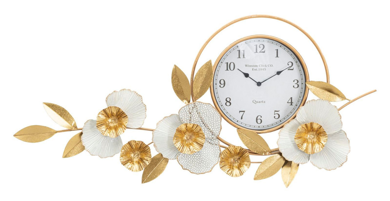Reloj de pared Flow con motivo de hojas y flores