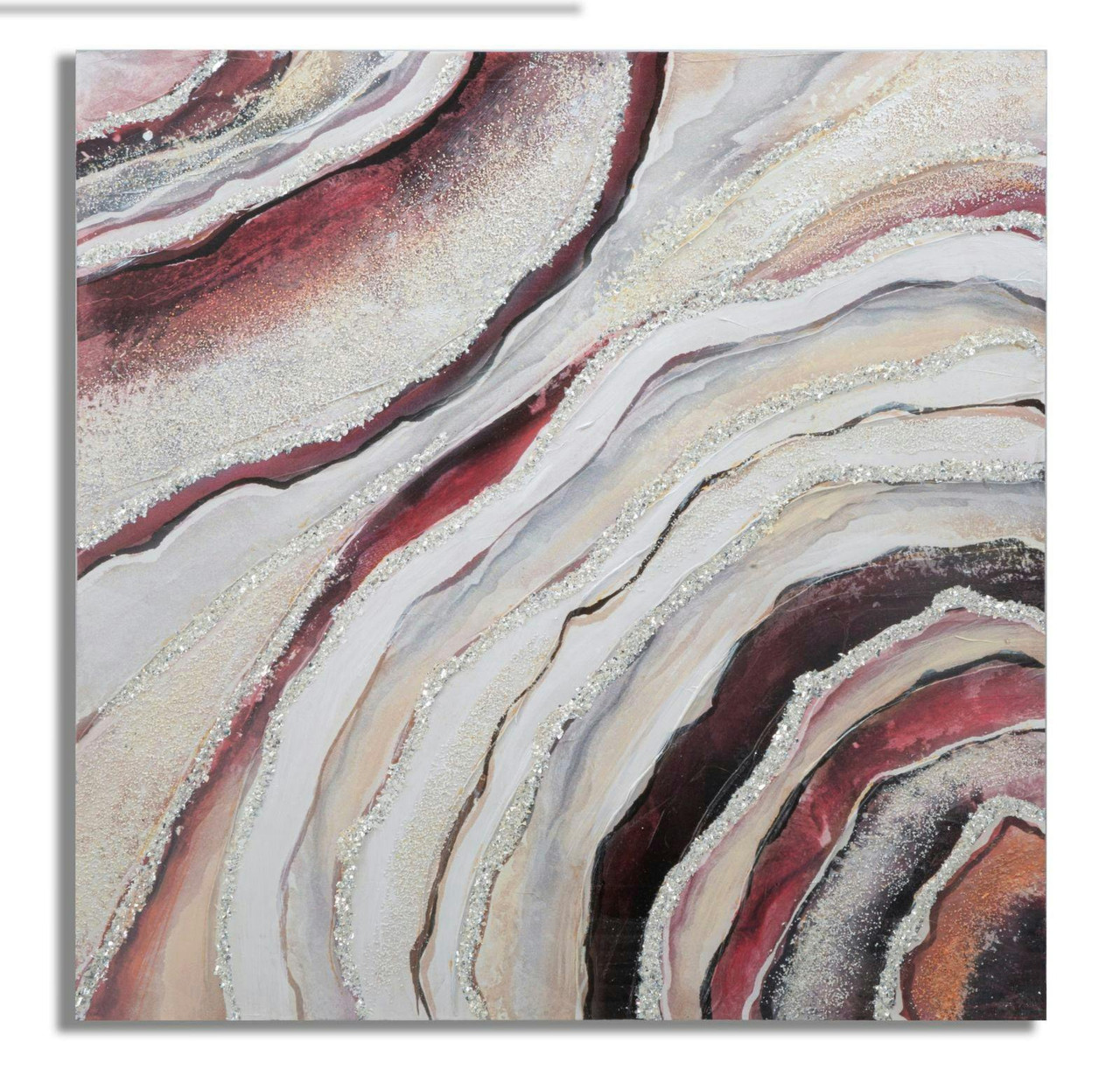 Pintura sobre lienzo abstracta con marco de madera 80x2,8x80