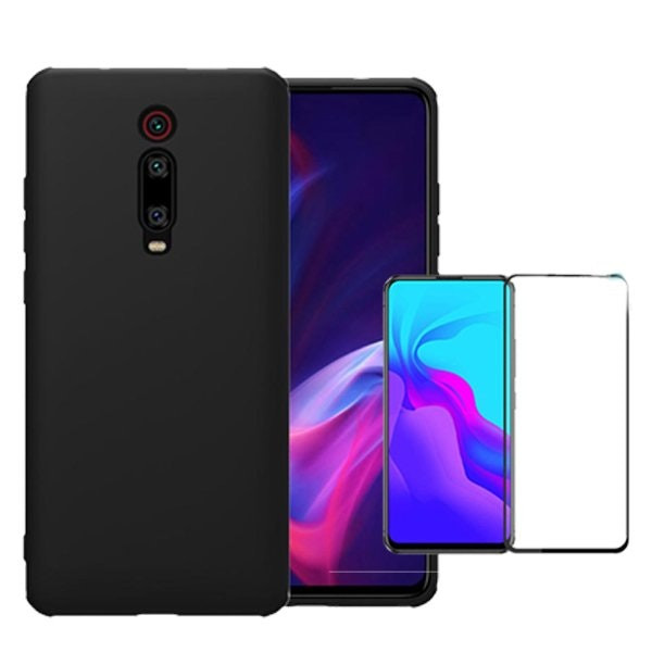 Tempered glass screen protector and liquid silicone case kit for Mi 9T