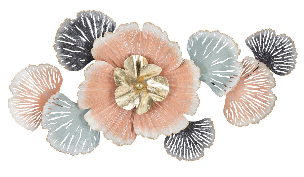 Panel decorativo de hierro con hojas y flores 3D
