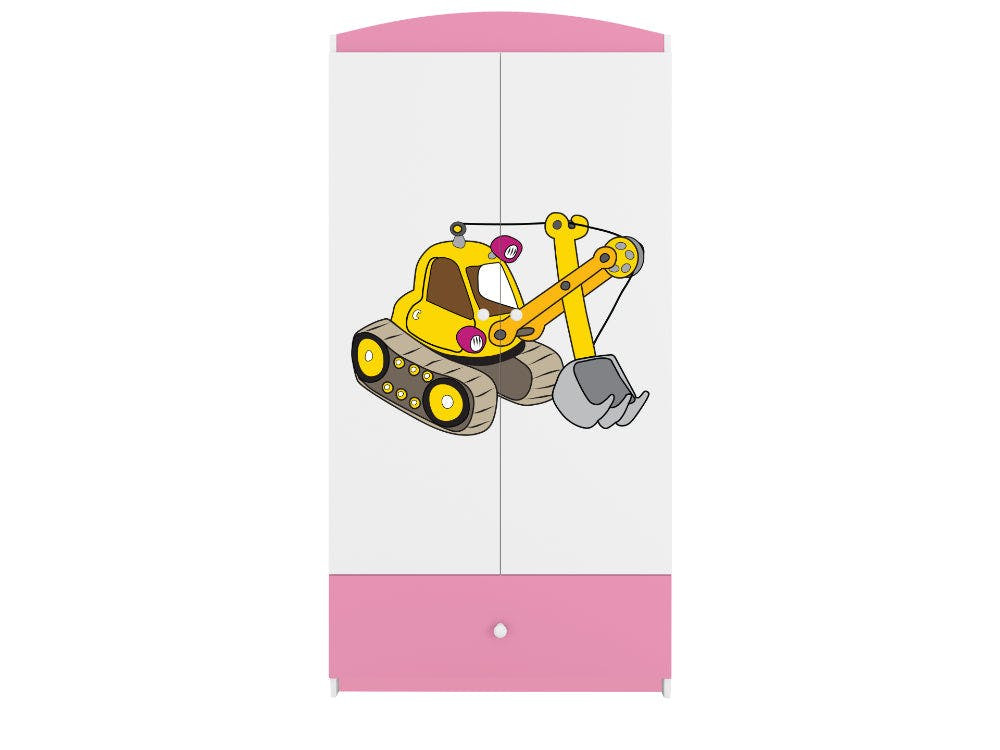 BabyDreams Digger wardrobe pink in MDF and laminated board