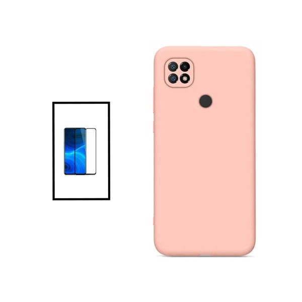 Funda de silicona líquida y cristal templado 5D Full Cover para Xiaomi Poco C40