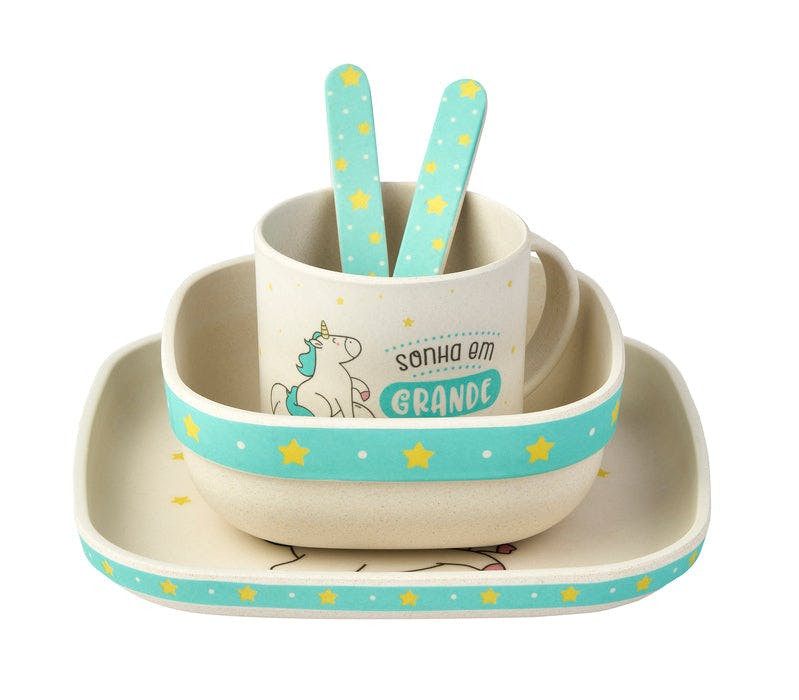 Bamboo baby dinner set green