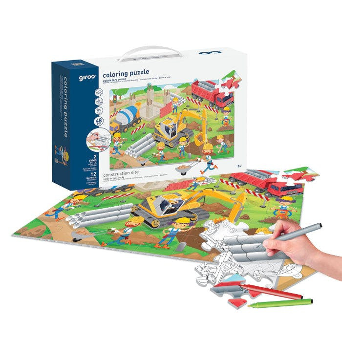 Puzzle Colorir 2 Faces 48 Pcs Construções