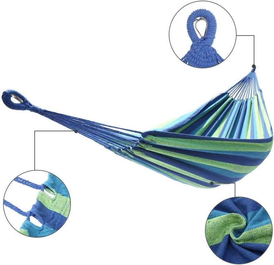 2-person cotton-polyester hammock blue and green 220x150 cm