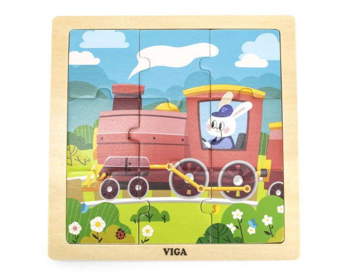 Puzzle de madeira de 9 peças Viga Comboio