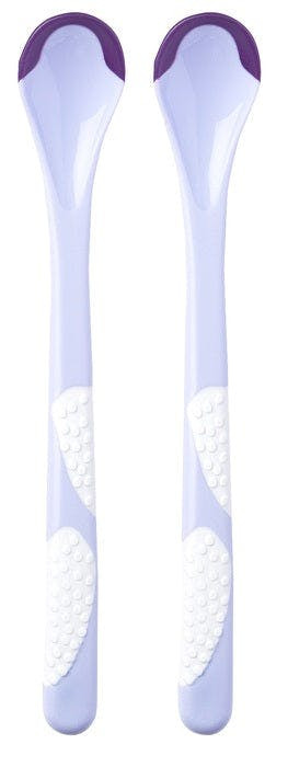Cucharas térmicas suaves lilas para bebé