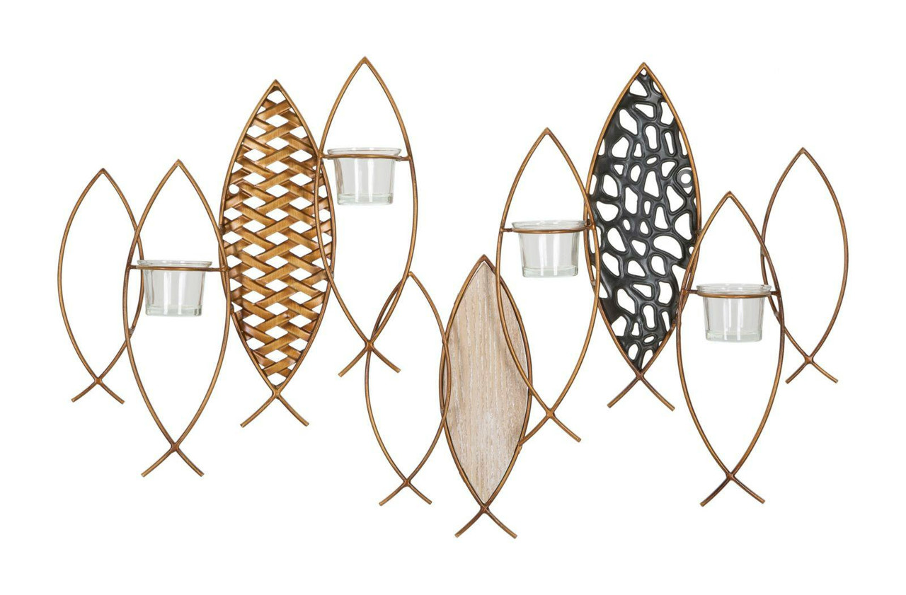 Porta-velas de pared Fish en metal