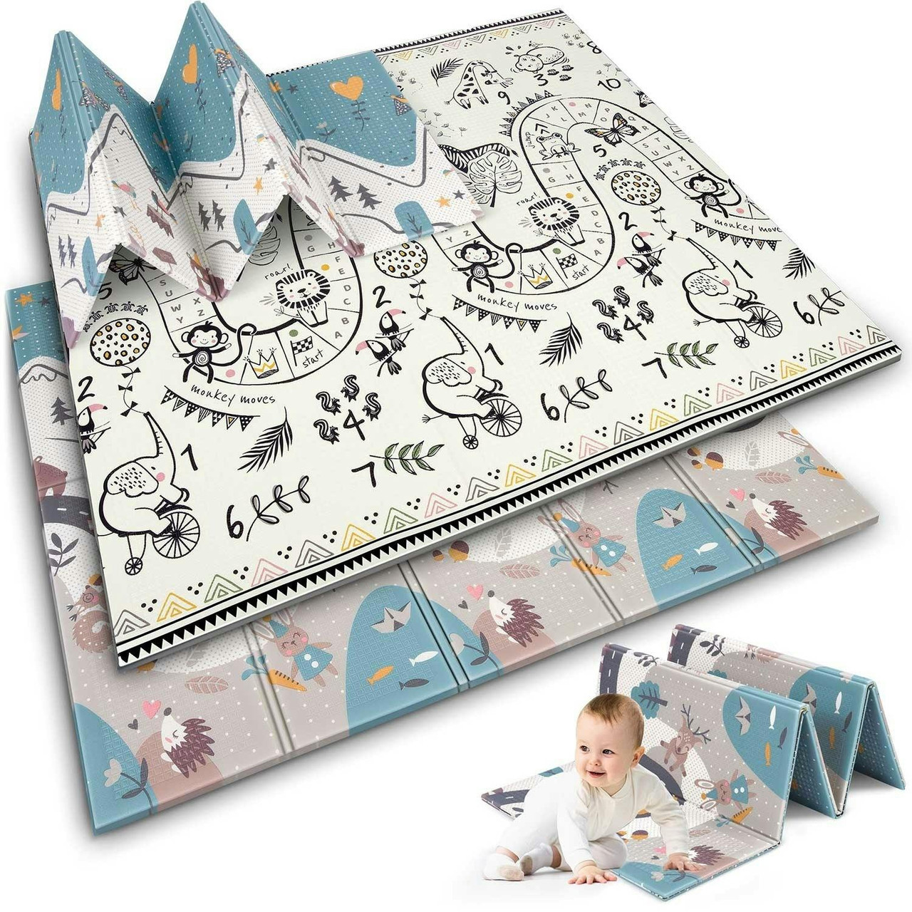Tapete de juego plegable doble cara 200 x 180 x 1 cm
