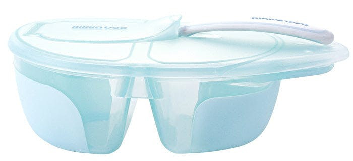 Two-compartment bowl with spoon Tasty Blue