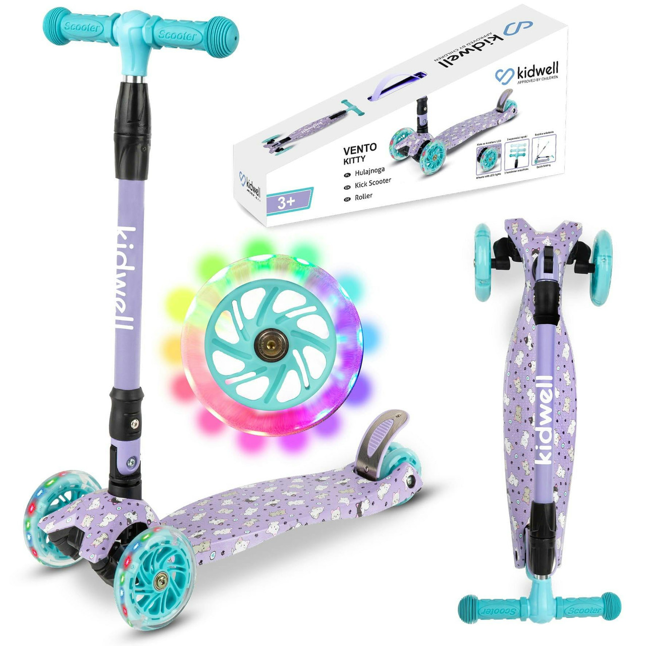 Patinete infantil de tres ruedas VENTO con ruedas LED
