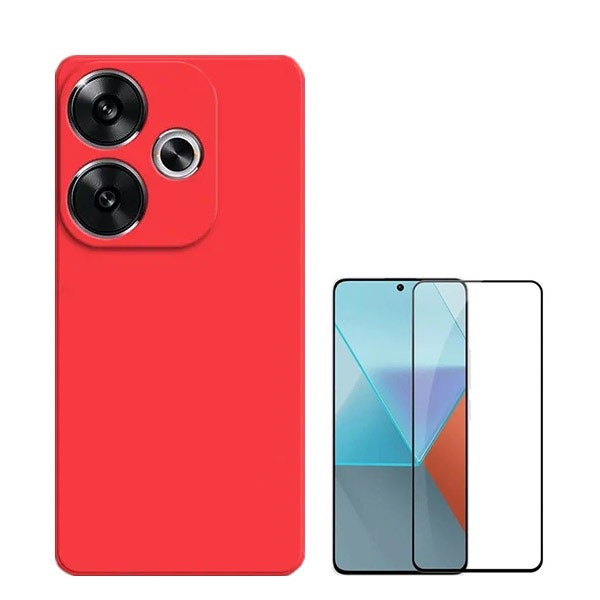 Protector de Vidrio Full Cover 5D y Funda de Silicona Líquida para Poco F6