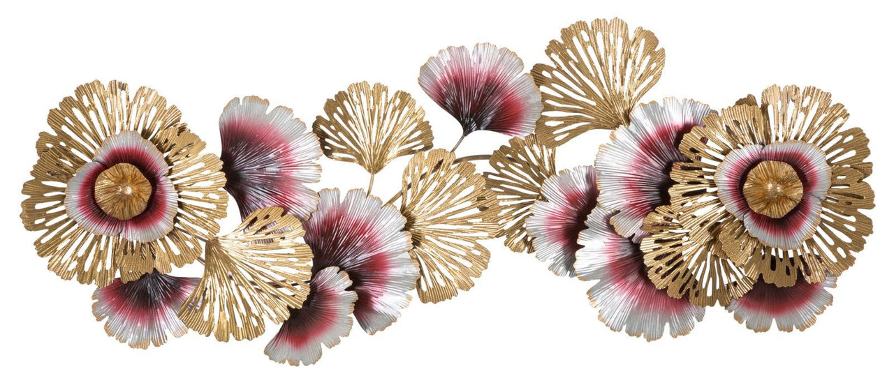 Panel decorativo 3D en hierro con detalles florales 130x5,5x54 cm