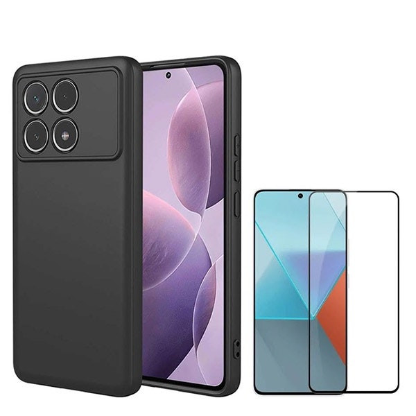 Protector de Cristal Templado Full Cover 5D y Funda de Silicona Líquida para Xiaomi Poco F6 Pro