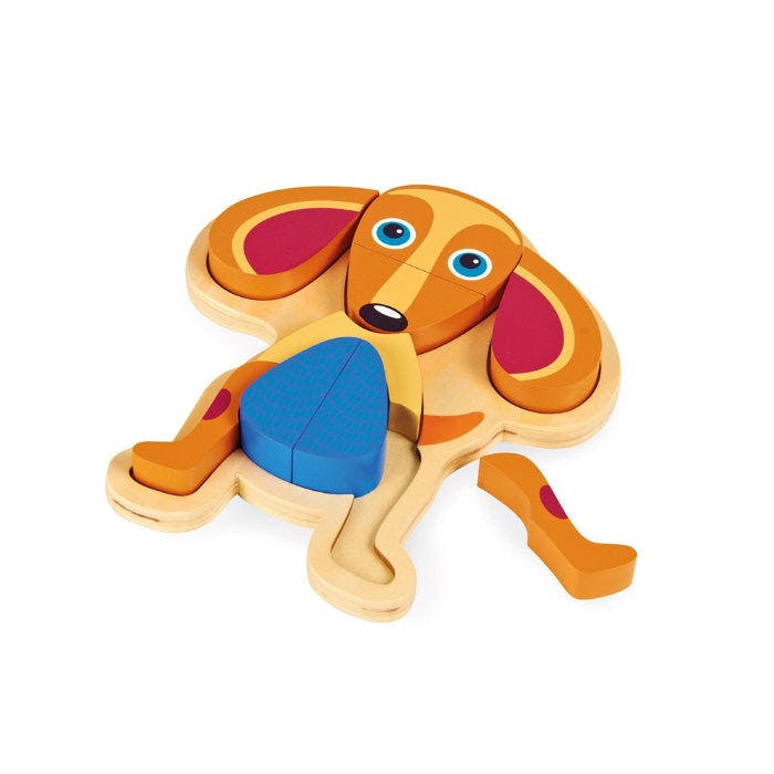 Puzzle 3D Madeira 9 pçs Cão
