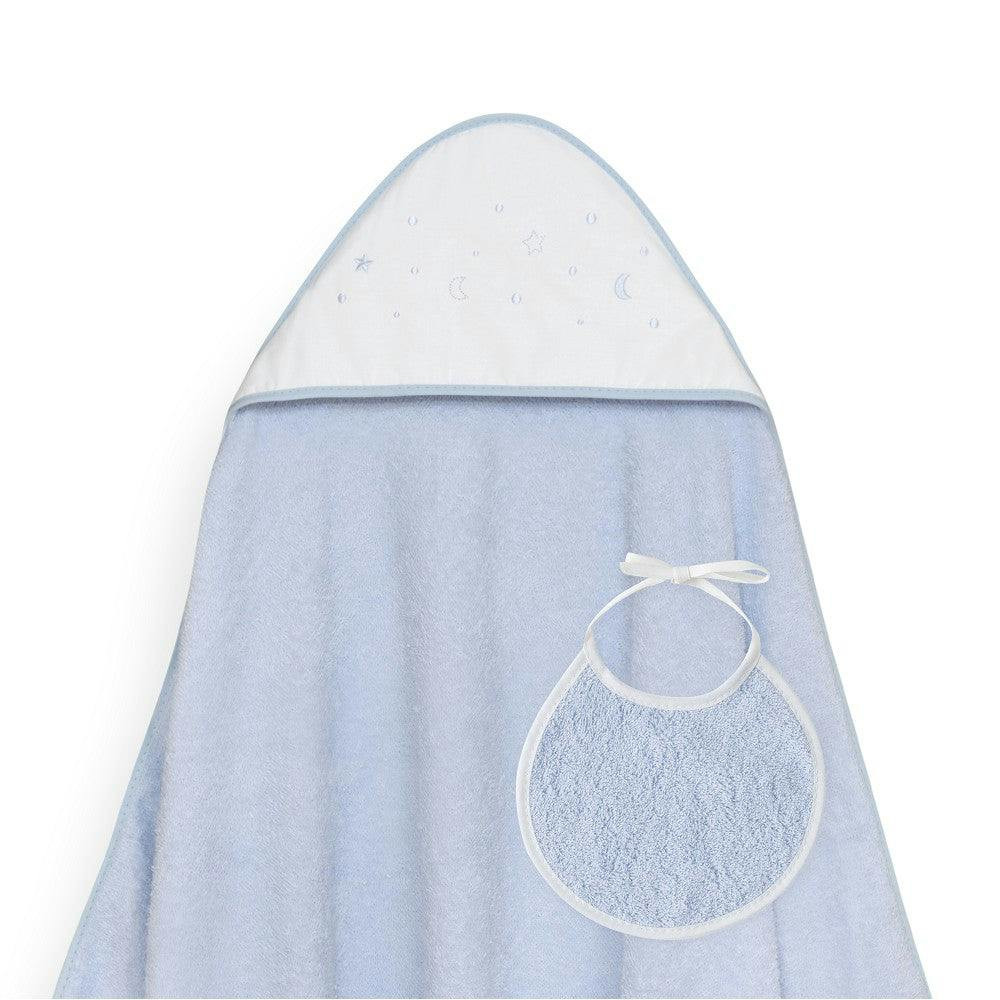 Toalla de baño y babero con estampado de estrellas y lunas