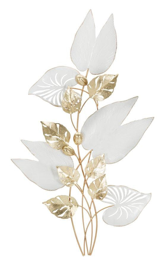 Panel decorativo 3D de metal con detalles de hojas