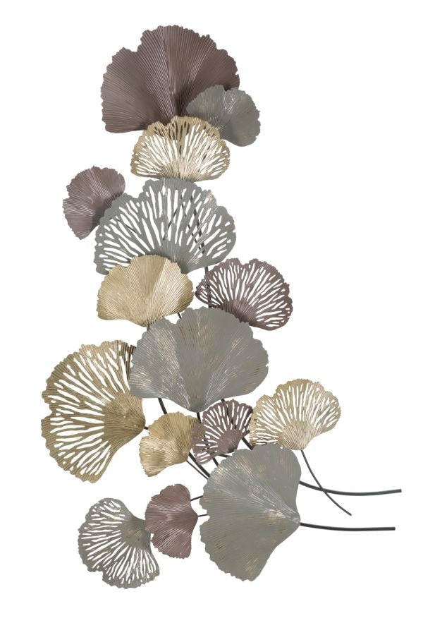 Panel decorativo 3D de metal con hojas