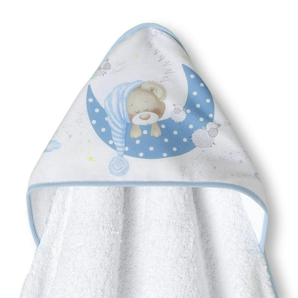 Toalla de baño con capucha Bear Sleeping azul