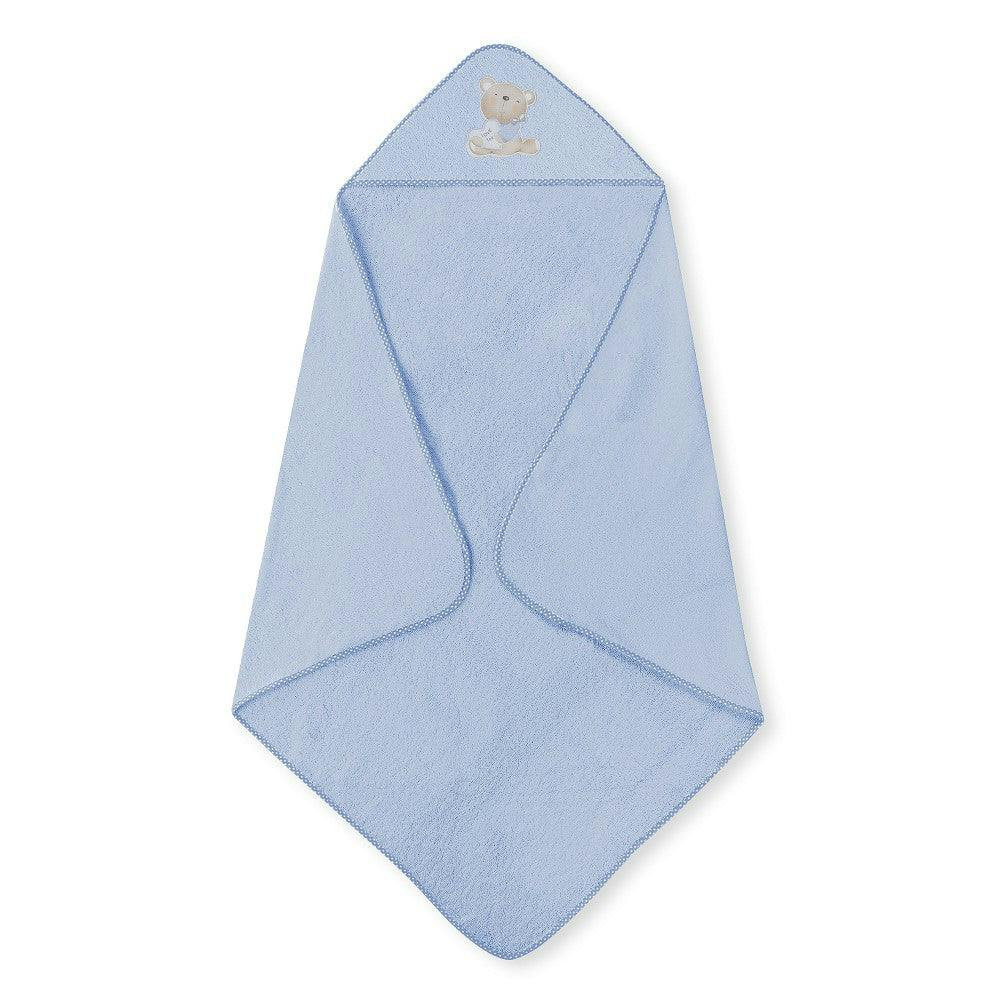 Toalla de baño con capucha 100x100 cm con cepillo y peine azul