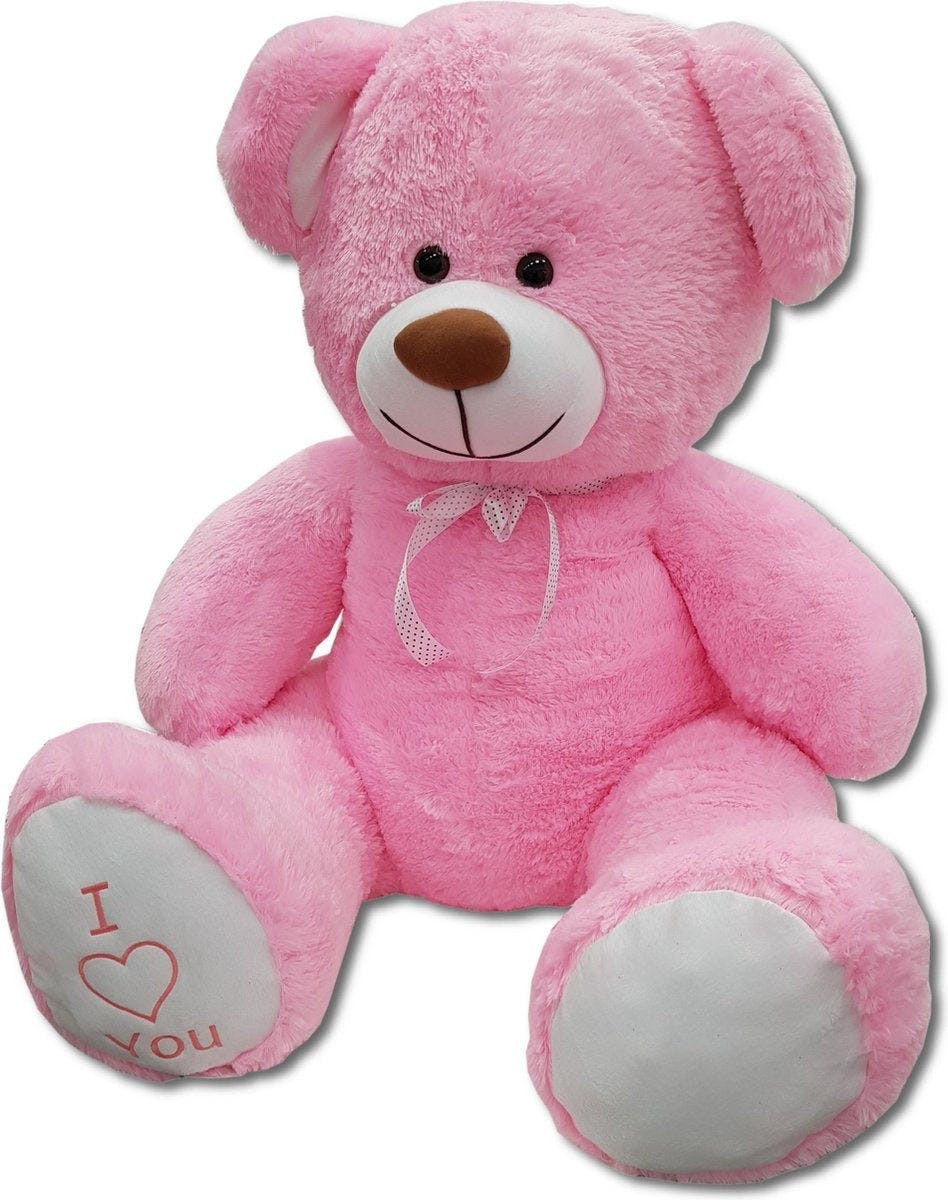 Oso de peluche XL rosa con bordado I Love You