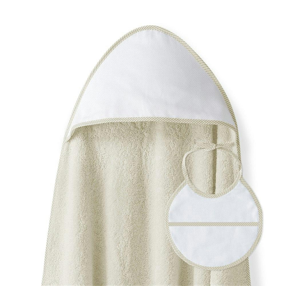 Toalla de baño y babero de algodón con punto de cruz beige