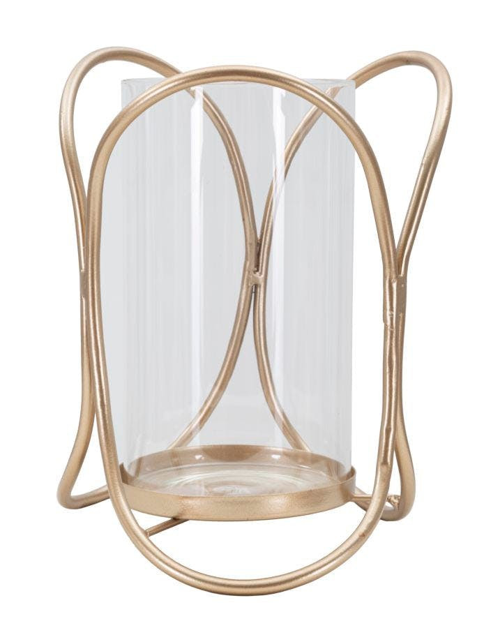Portavelas Glox Dark en metal dorado