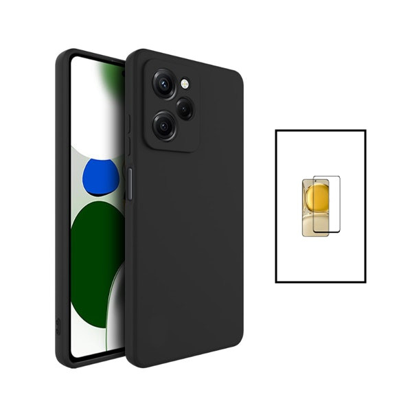 Protector de vidrio templado 5D full cover y funda de silicona líquida para Poco X5 Pro