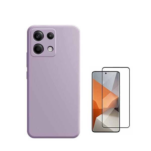 Kit protector de vidrio templado y funda de silicona líquida para Xiaomi Poco X6 5G - morado