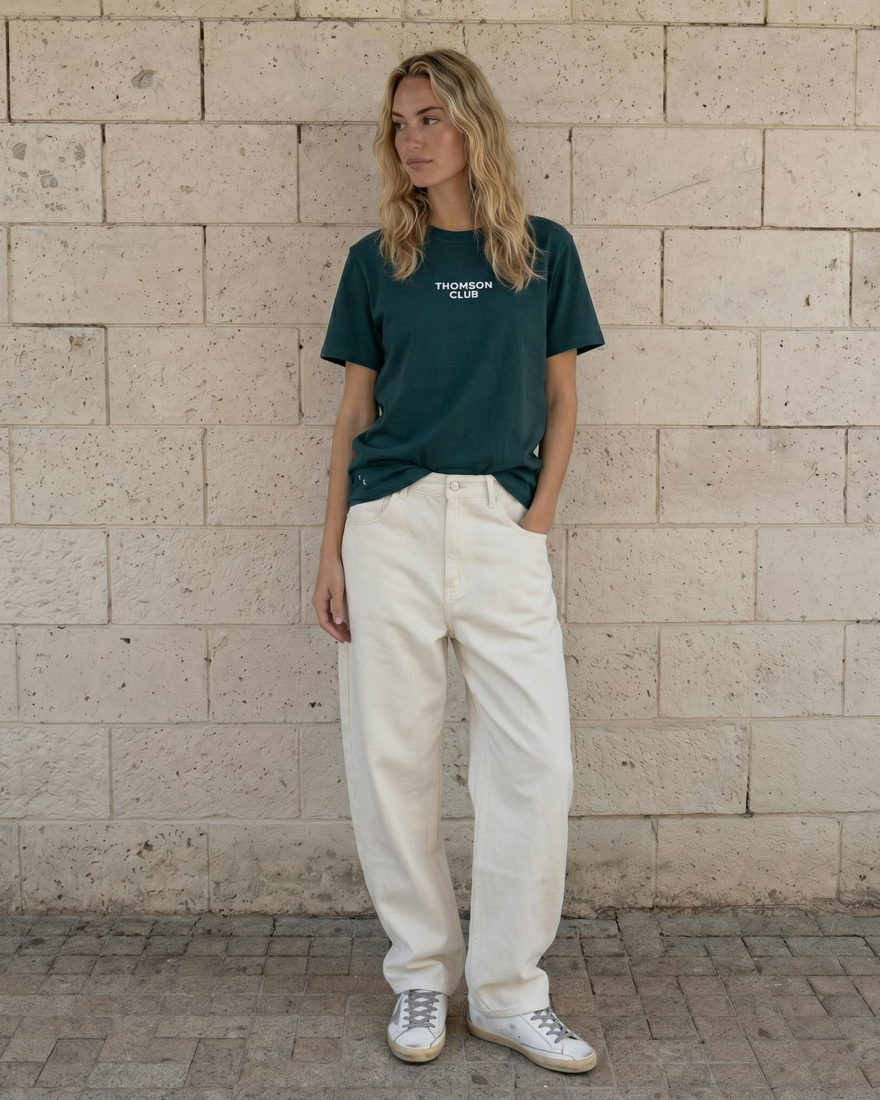 Camiseta 100% algodón orgánico jersey corte relaxed verde