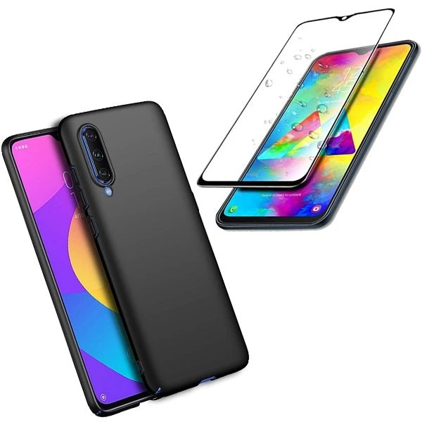 Liquid silicone case and full cover tempered glass for Xiaomi Mi 9 Lite