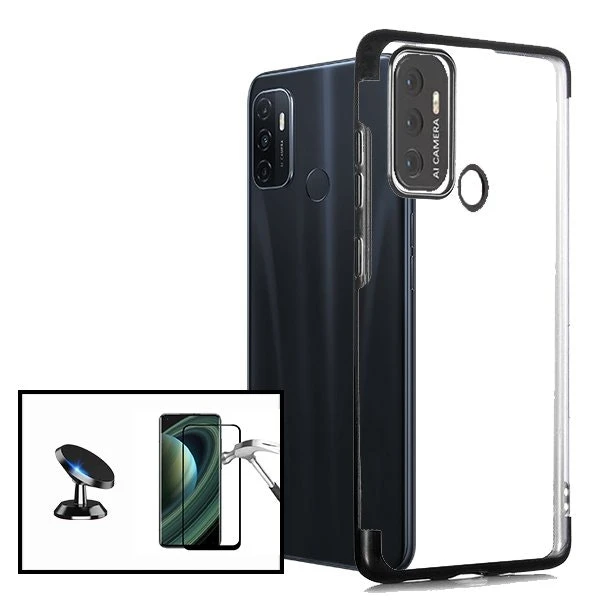 Protector de vidrio Full Cover 5D y funda SlimArmor con soporte magnético para Oppo A32
