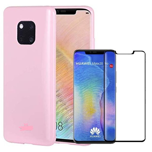 Protector de vidrio full cover y funda de silicona líquida para Huawei Mate 20 Pro