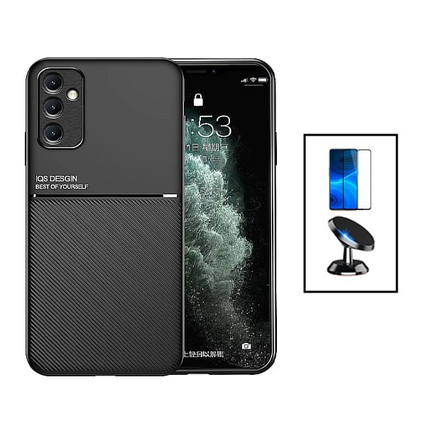 Funda magnética Lux con 5D full-cover y soporte magnético para Samsung Galaxy A14 5G - Negro
